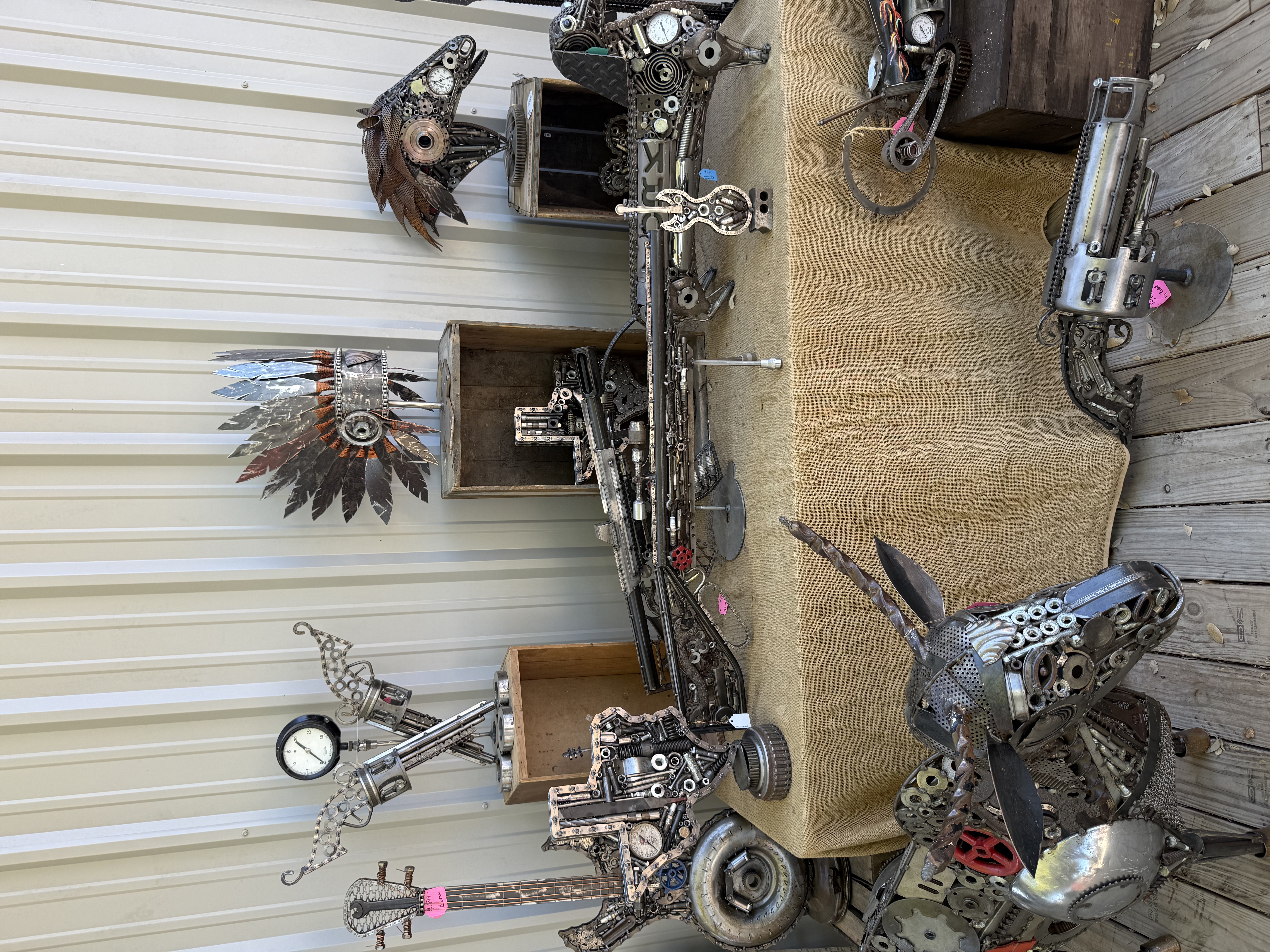 Metal sculpture art and steampunk collectibles